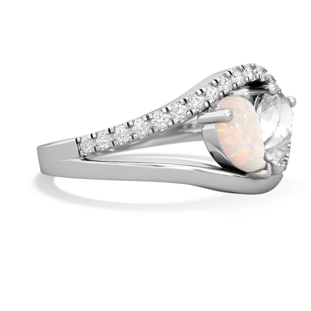 Opal Nestled Heart Keepsake 14K White Gold ring R5650