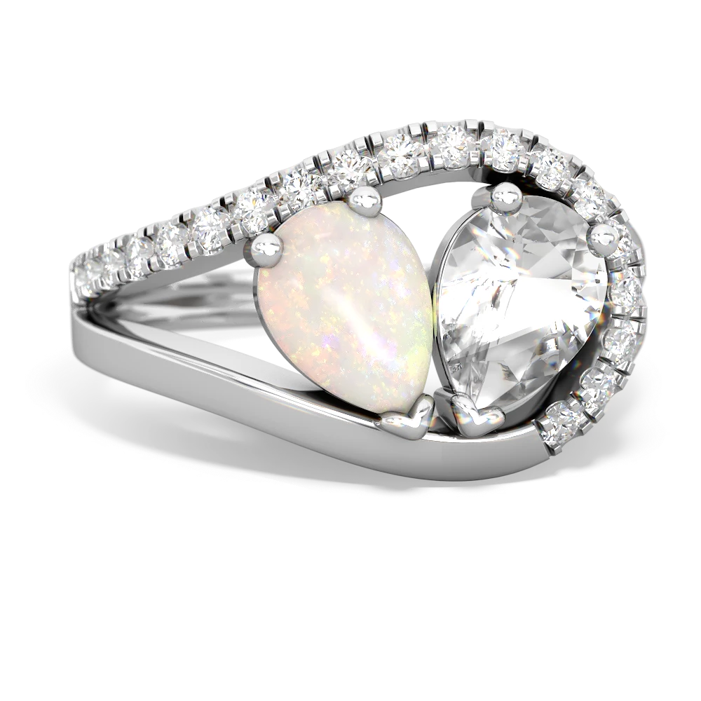 Opal Nestled Heart Keepsake 14K White Gold ring R5650