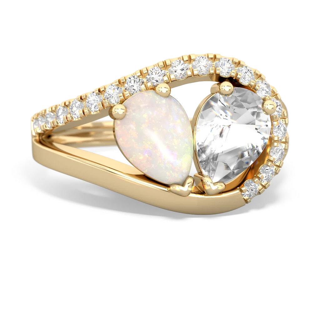 Opal Nestled Heart Keepsake 14K Yellow Gold ring R5650