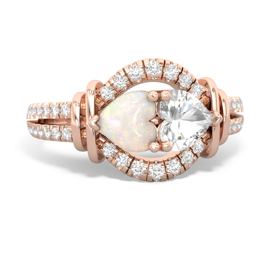 Opal Art-Deco Keepsake 14K Rose Gold ring R5630