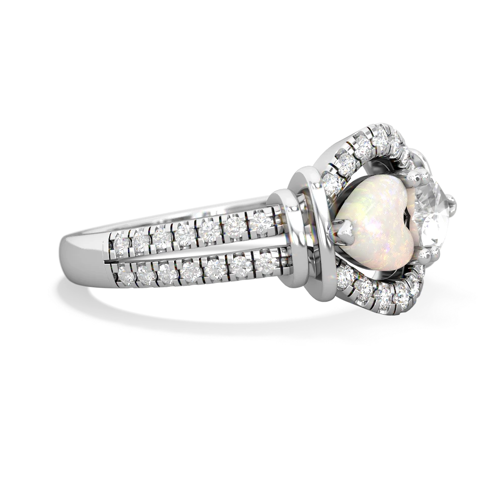 Opal Art-Deco Keepsake 14K White Gold ring R5630