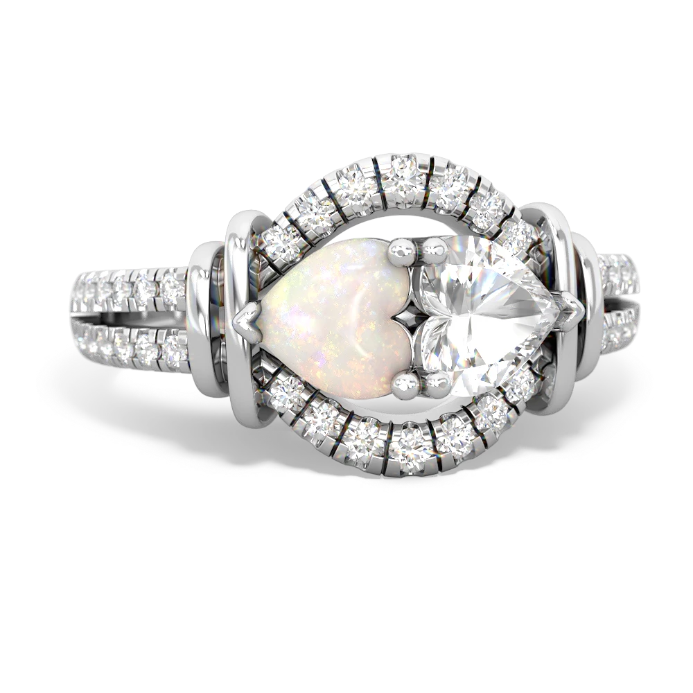 Opal Art-Deco Keepsake 14K White Gold ring R5630