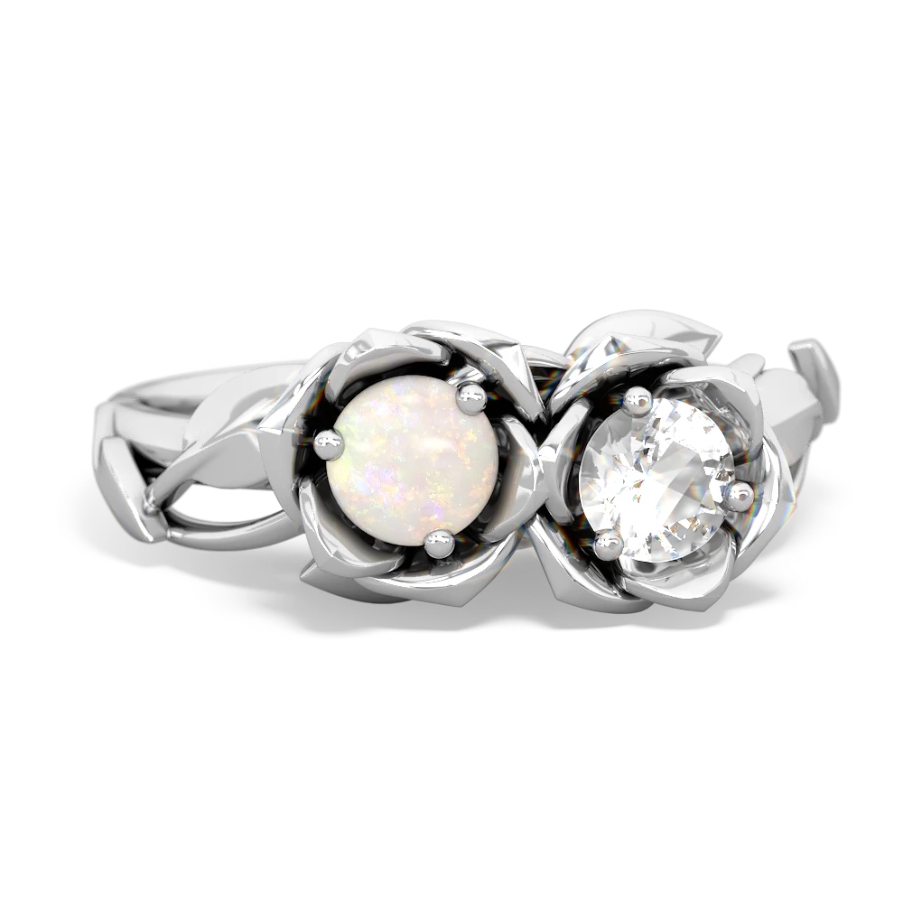 Opal Rose Garden 14K White Gold ring R5510