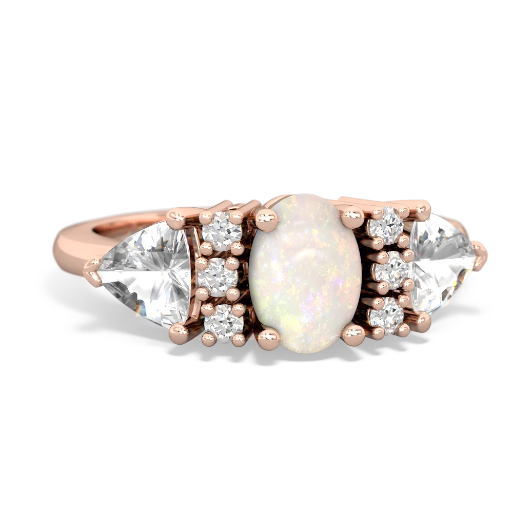 Opal Antique Style Three Stone 14K Rose Gold ring R2186