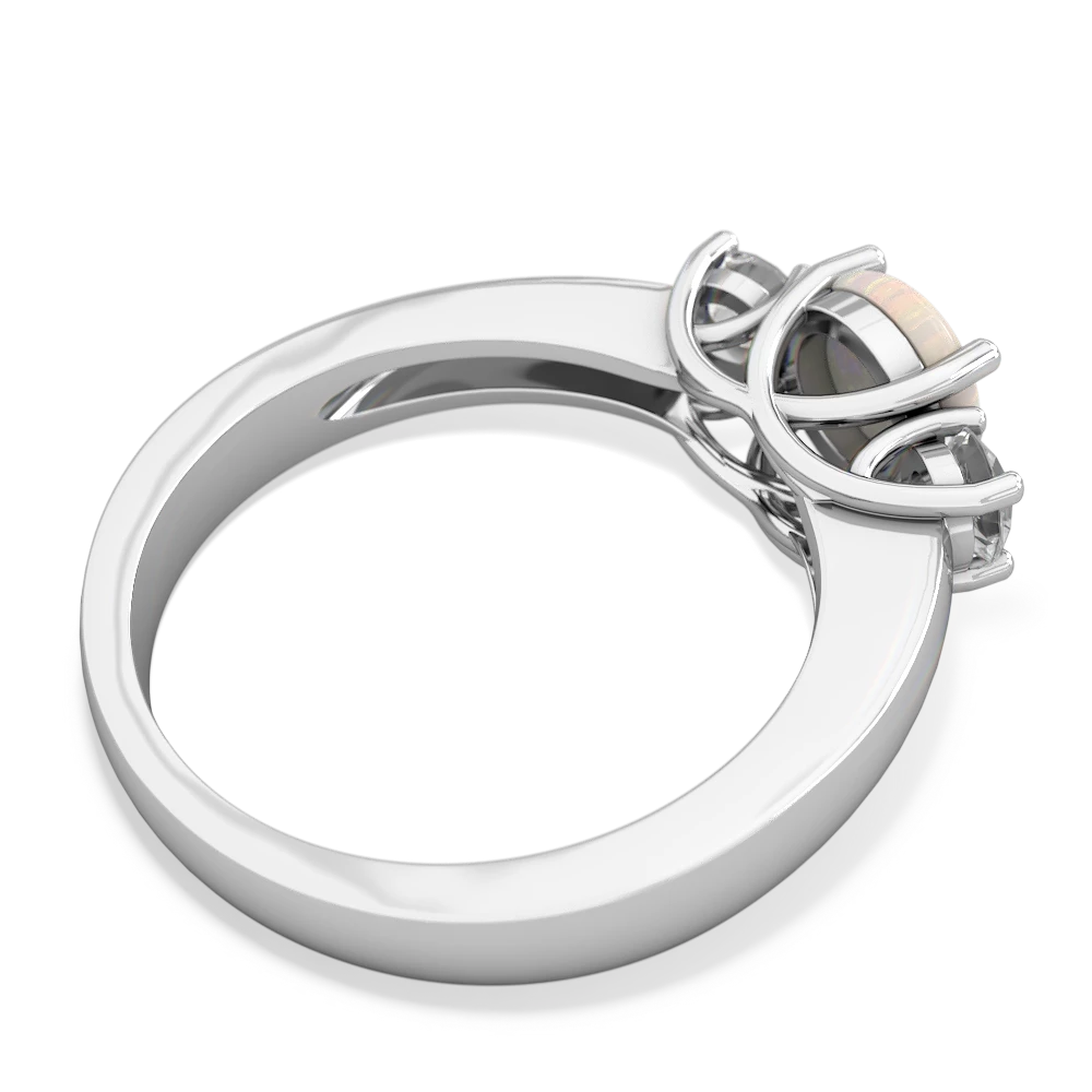 Opal Three Stone Round Trellis 14K White Gold ring R4018