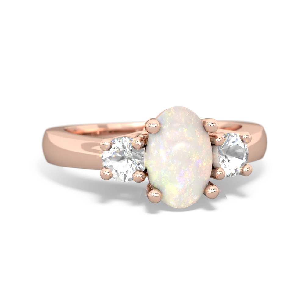 Opal Three Stone Oval Trellis 14K Rose Gold ring R4024