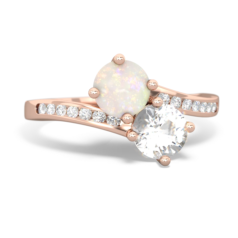 Opal Channel Set Two Stone 14K Rose Gold ring R5303