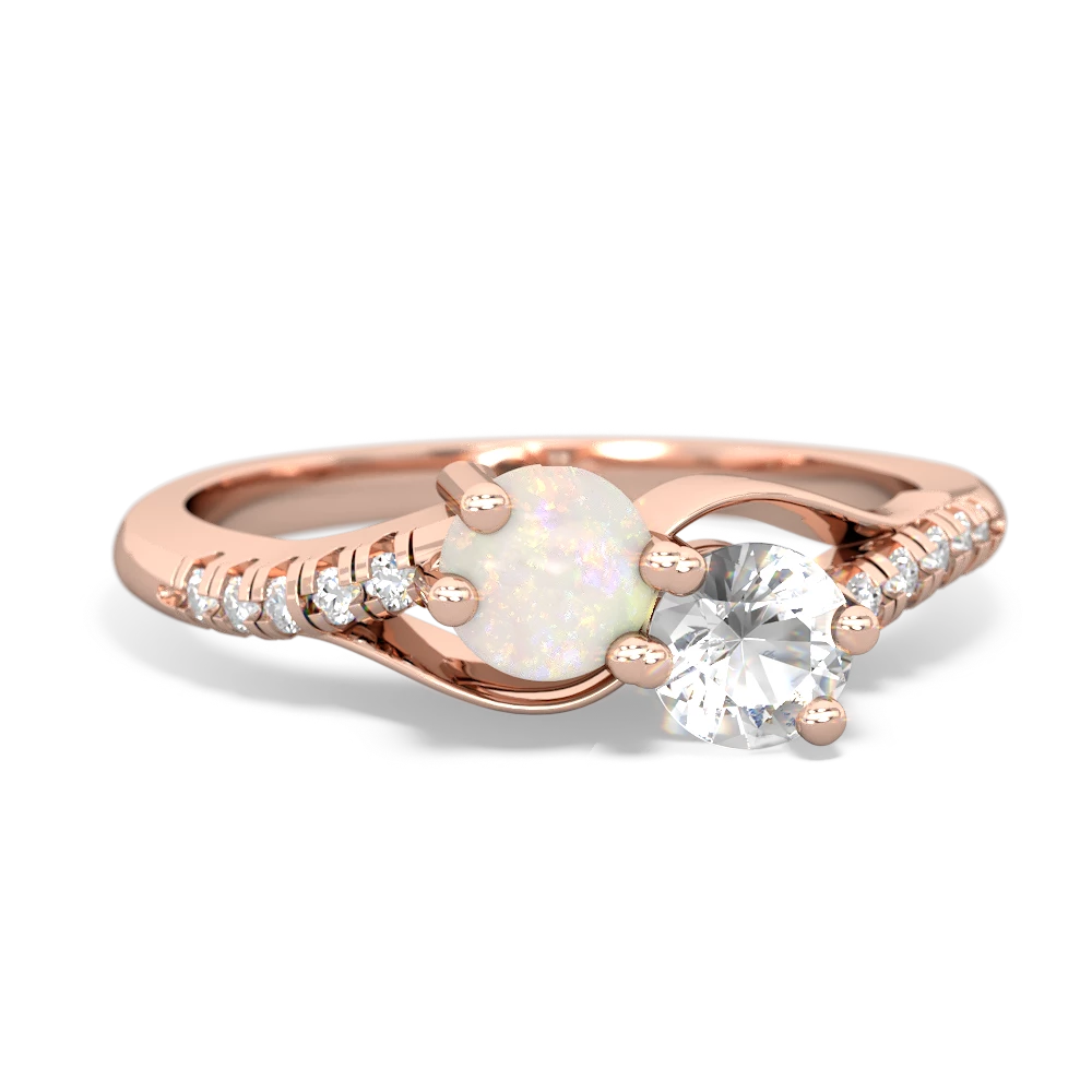 Opal Infinity Pave Two Stone 14K Rose Gold ring R5285