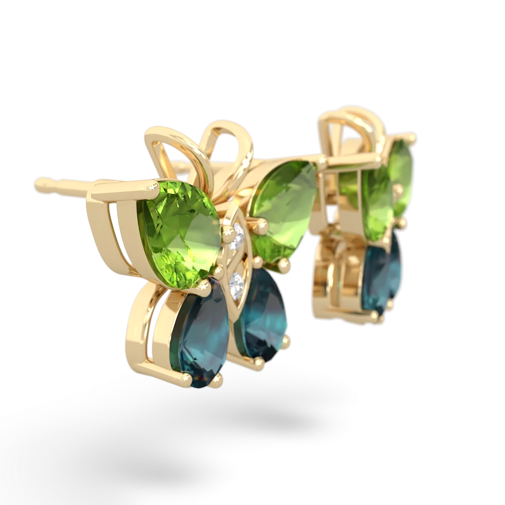 Peridot Butterfly 14K Yellow Gold earrings E2215