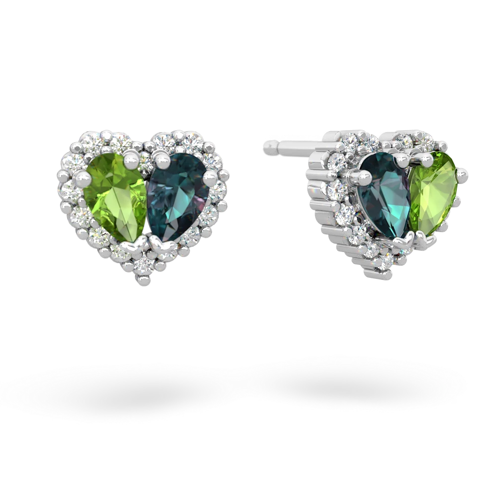 Peridot Halo 14K White Gold earrings E7008