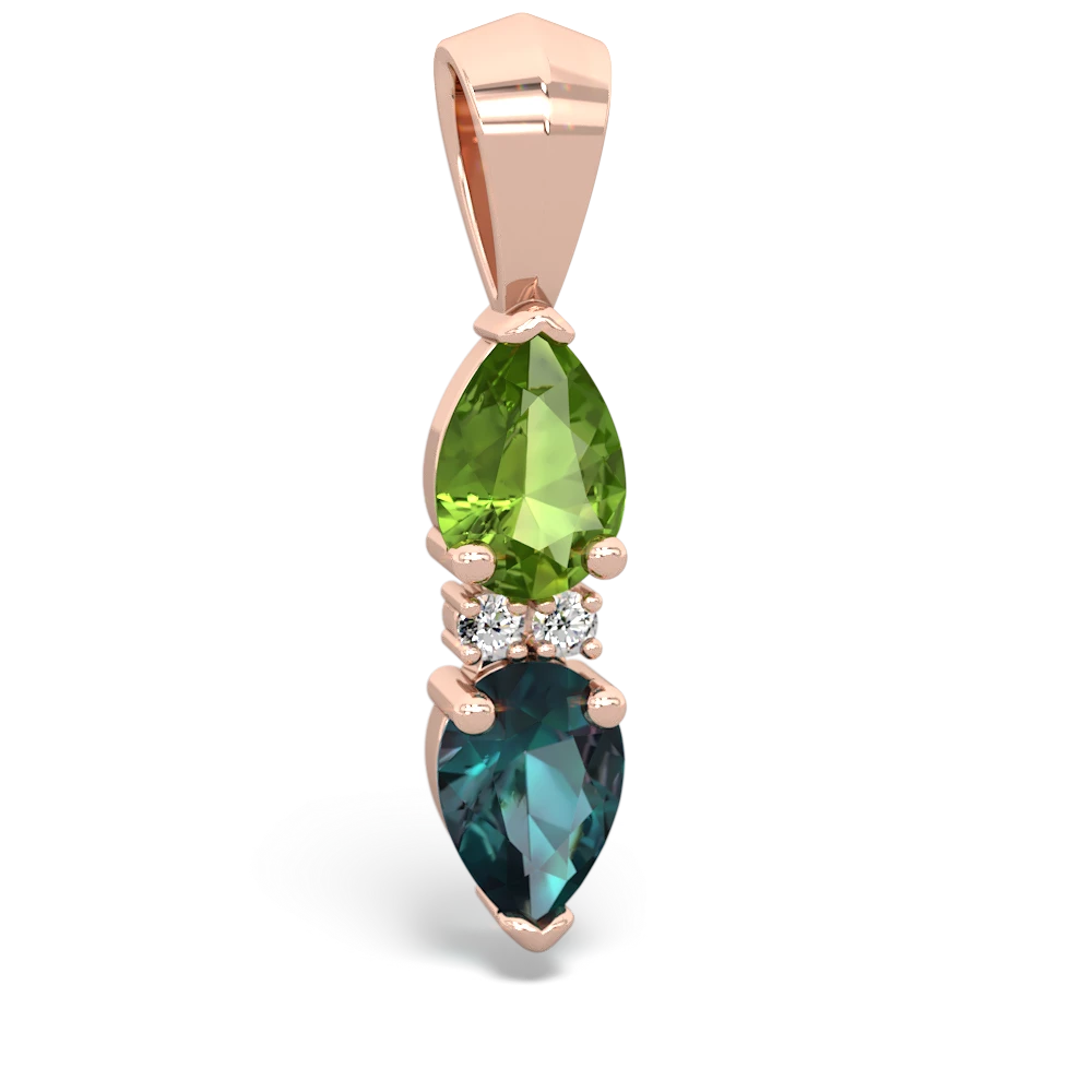 Peridot Bowtie Drop 14K Rose Gold pendant P0865