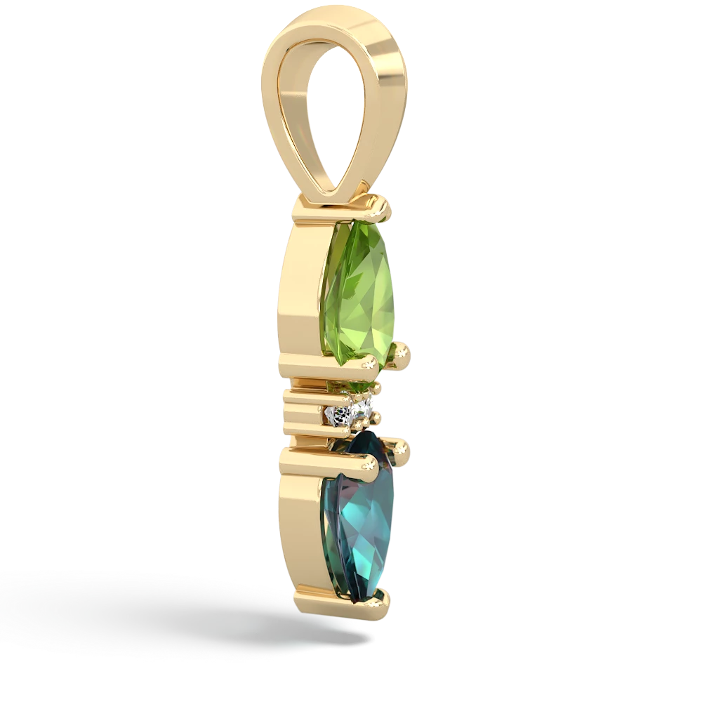 Peridot Bowtie Drop 14K Yellow Gold pendant P0865