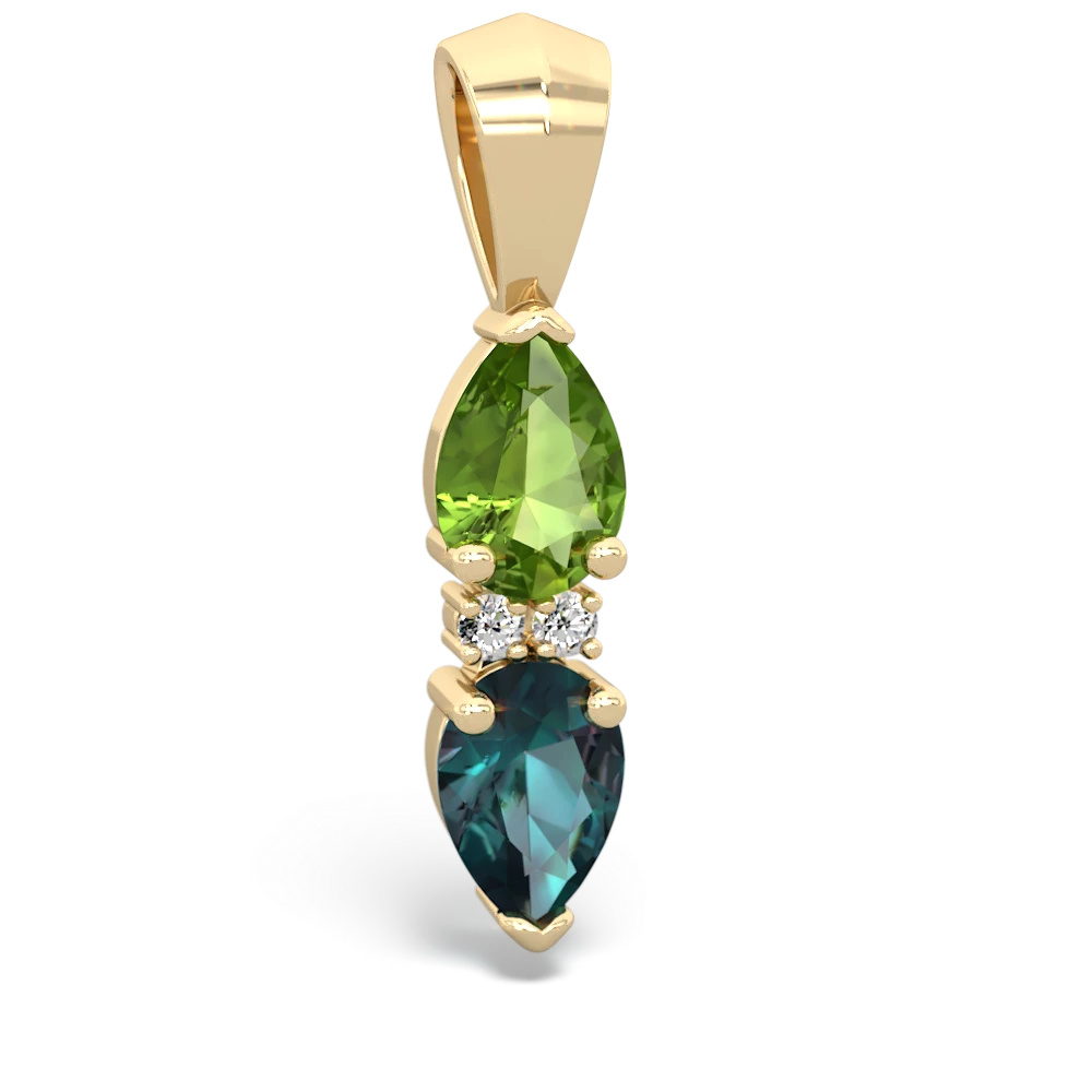 Peridot Bowtie Drop 14K Yellow Gold pendant P0865