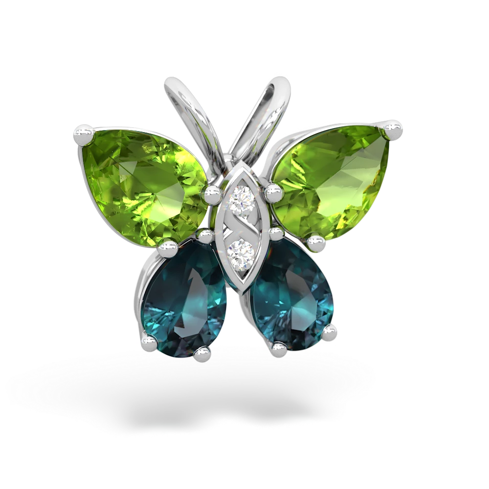 Peridot Butterfly 14K White Gold pendant P2215