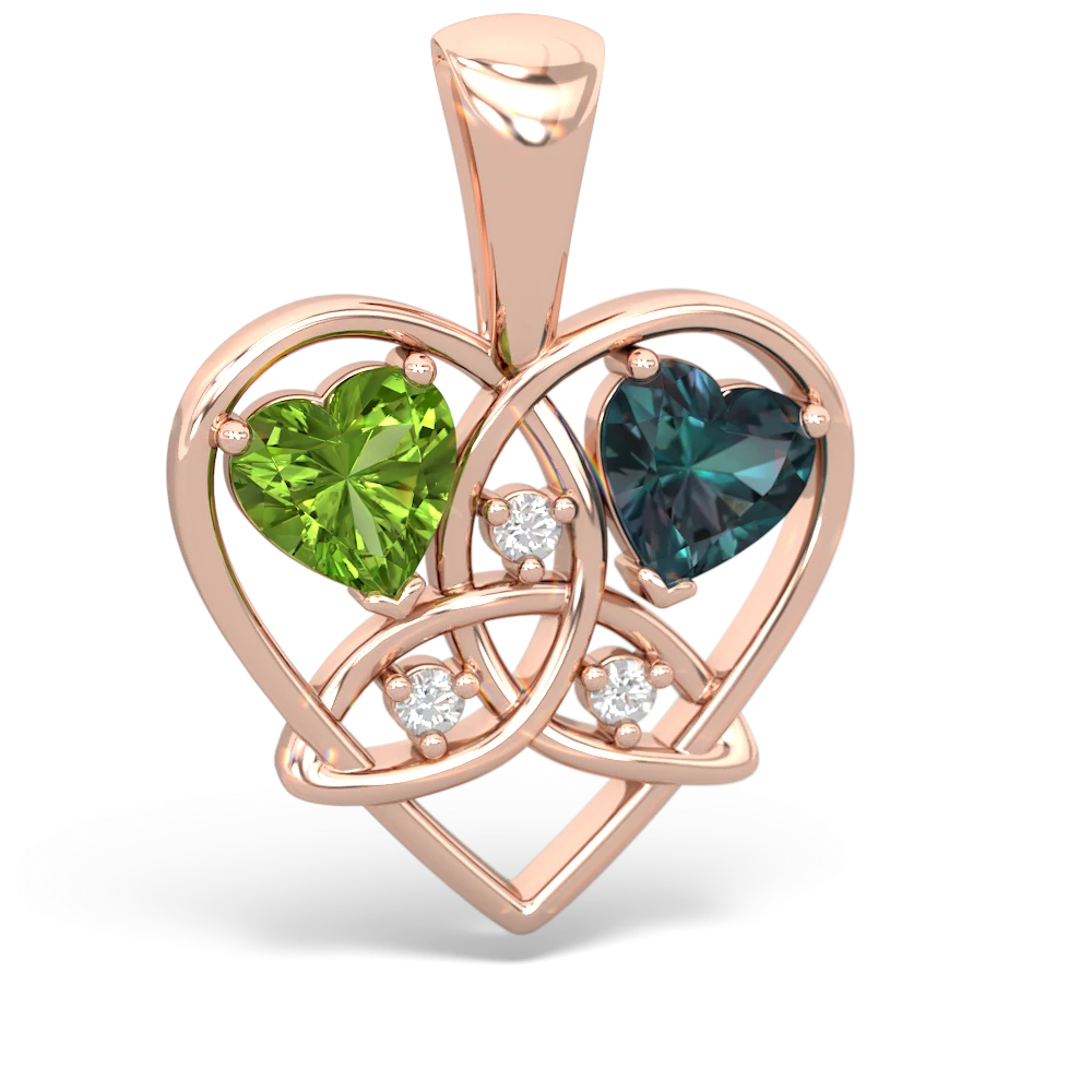 Peridot Celtic Trinity Heart 14K Rose Gold pendant P5331