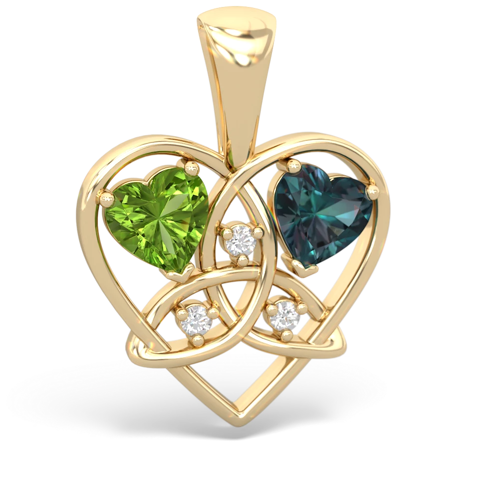 Peridot Celtic Trinity Heart 14K Yellow Gold pendant P5331