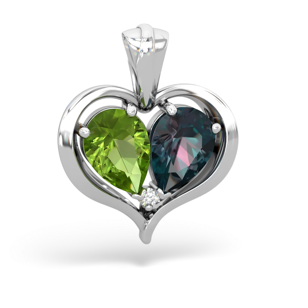 Peridot Two Become One 14K White Gold pendant P5330