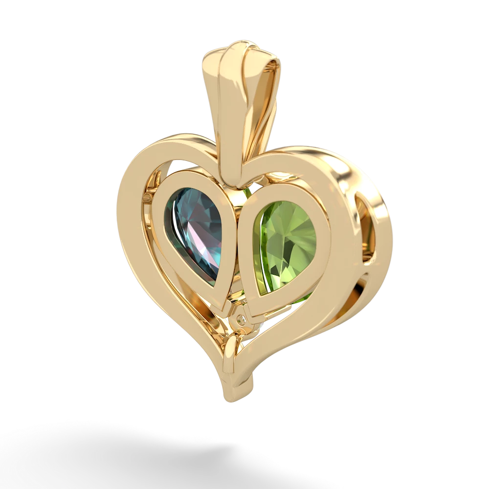 Peridot Two Become One 14K Yellow Gold pendant P5330