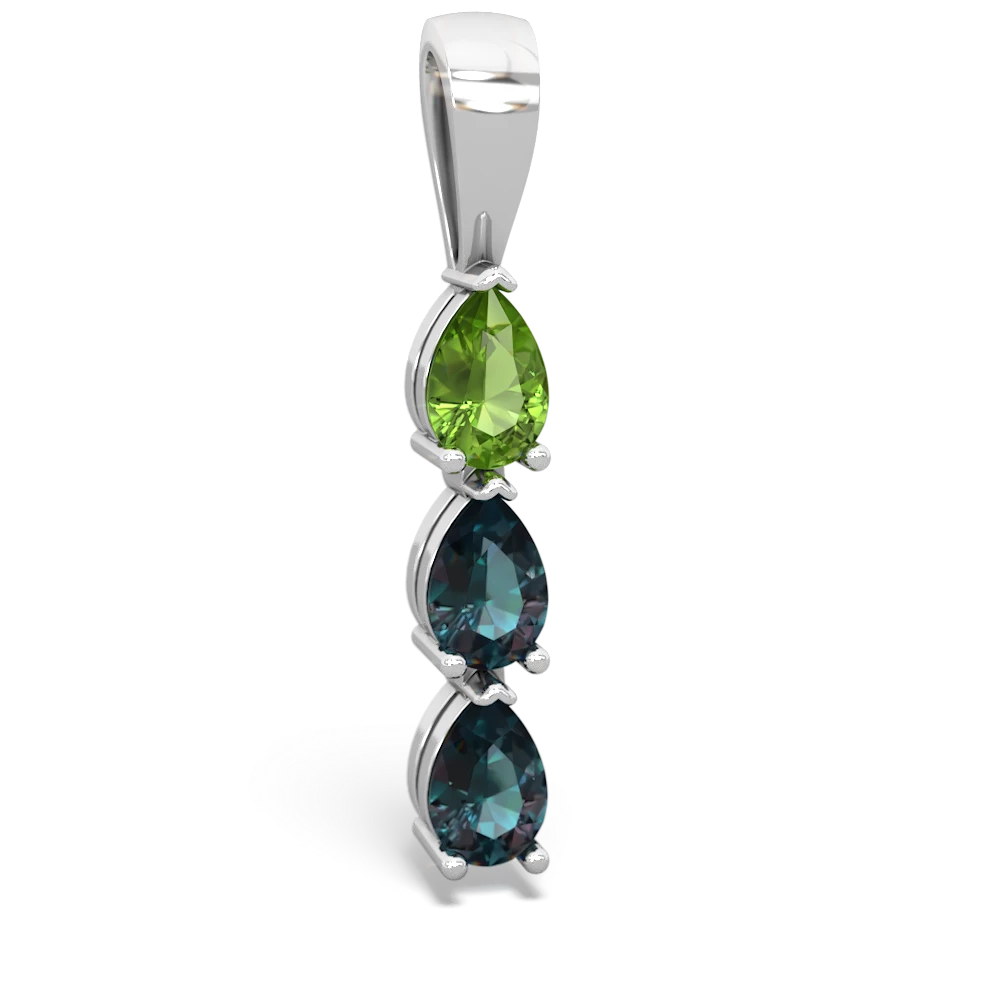 Peridot Dew Drops 14K White Gold pendant P2251