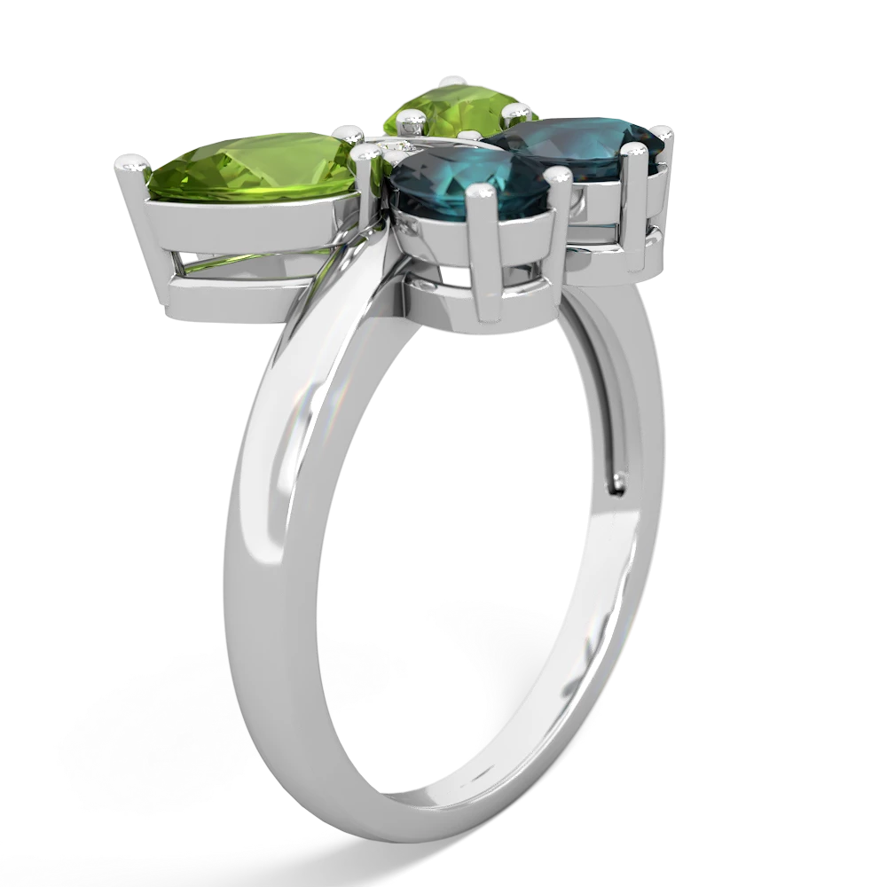 Peridot Butterfly 14K White Gold ring R2215