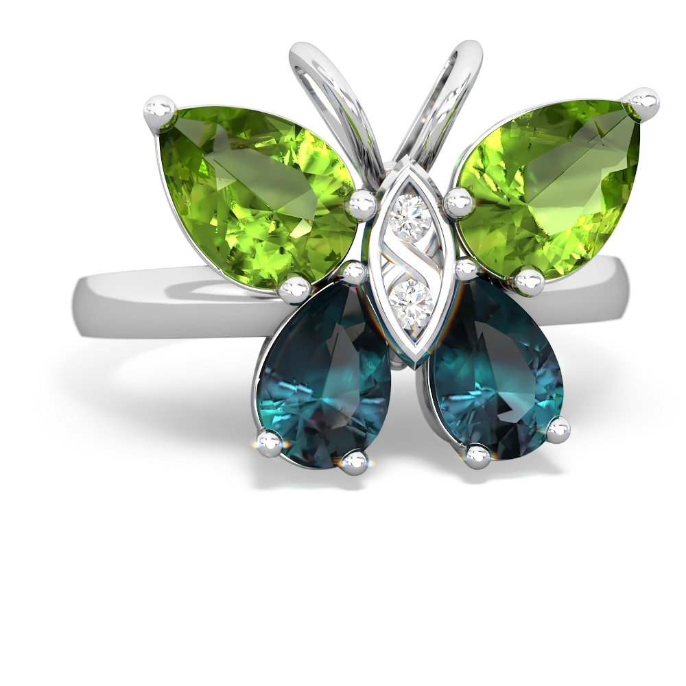 Peridot Butterfly 14K White Gold ring R2215