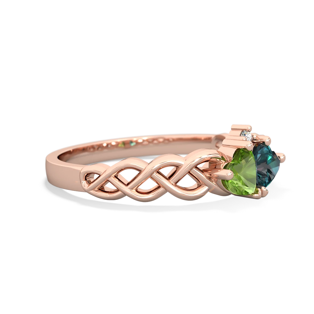 Peridot Heart To Heart Braid 14K Rose Gold ring R5870