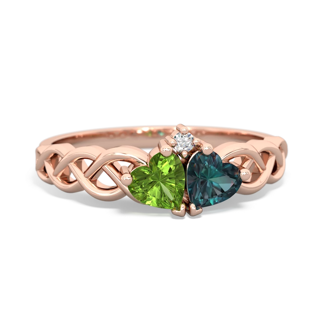 Peridot Heart To Heart Braid 14K Rose Gold ring R5870