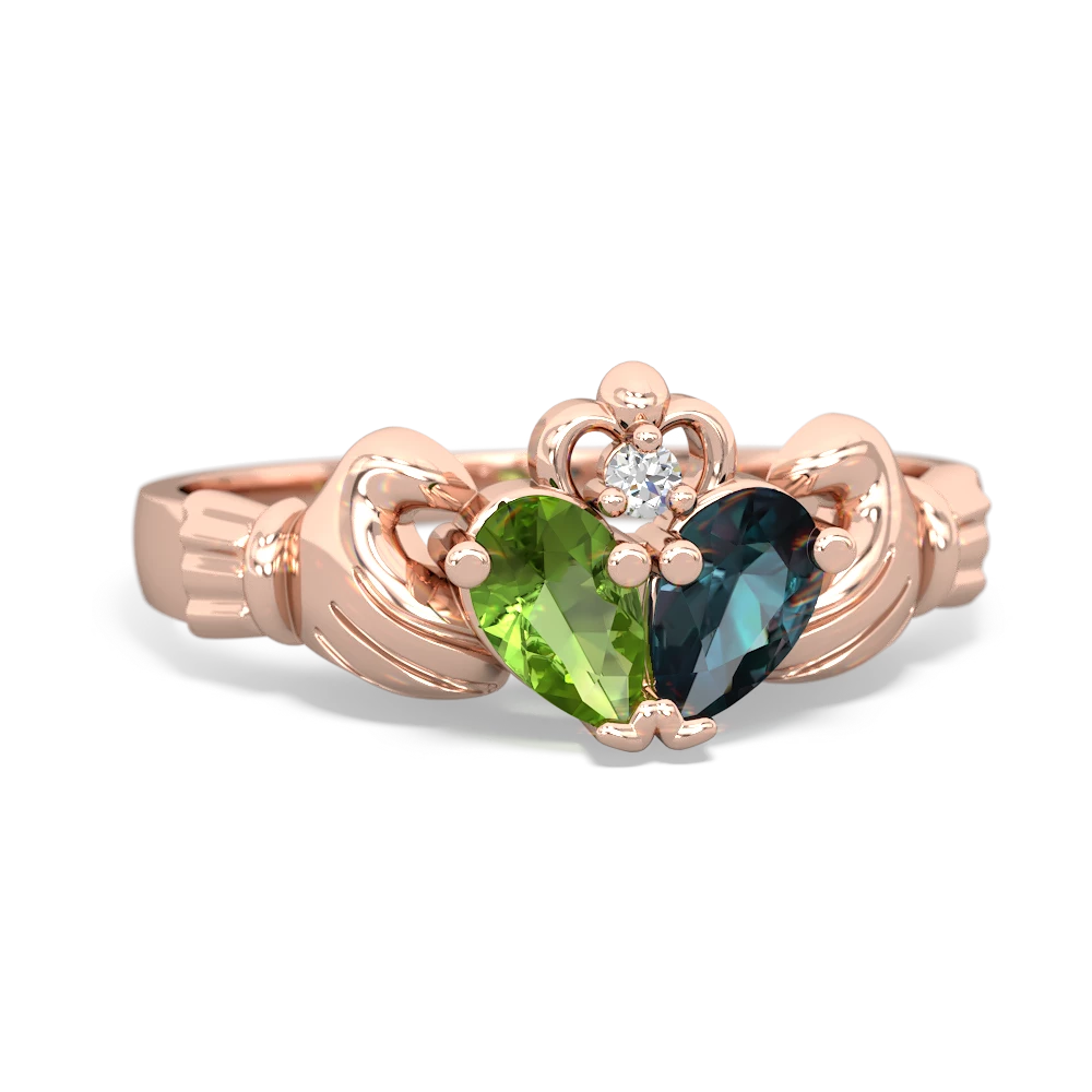 Peridot 'Our Heart' Claddagh 14K Rose Gold ring R2388