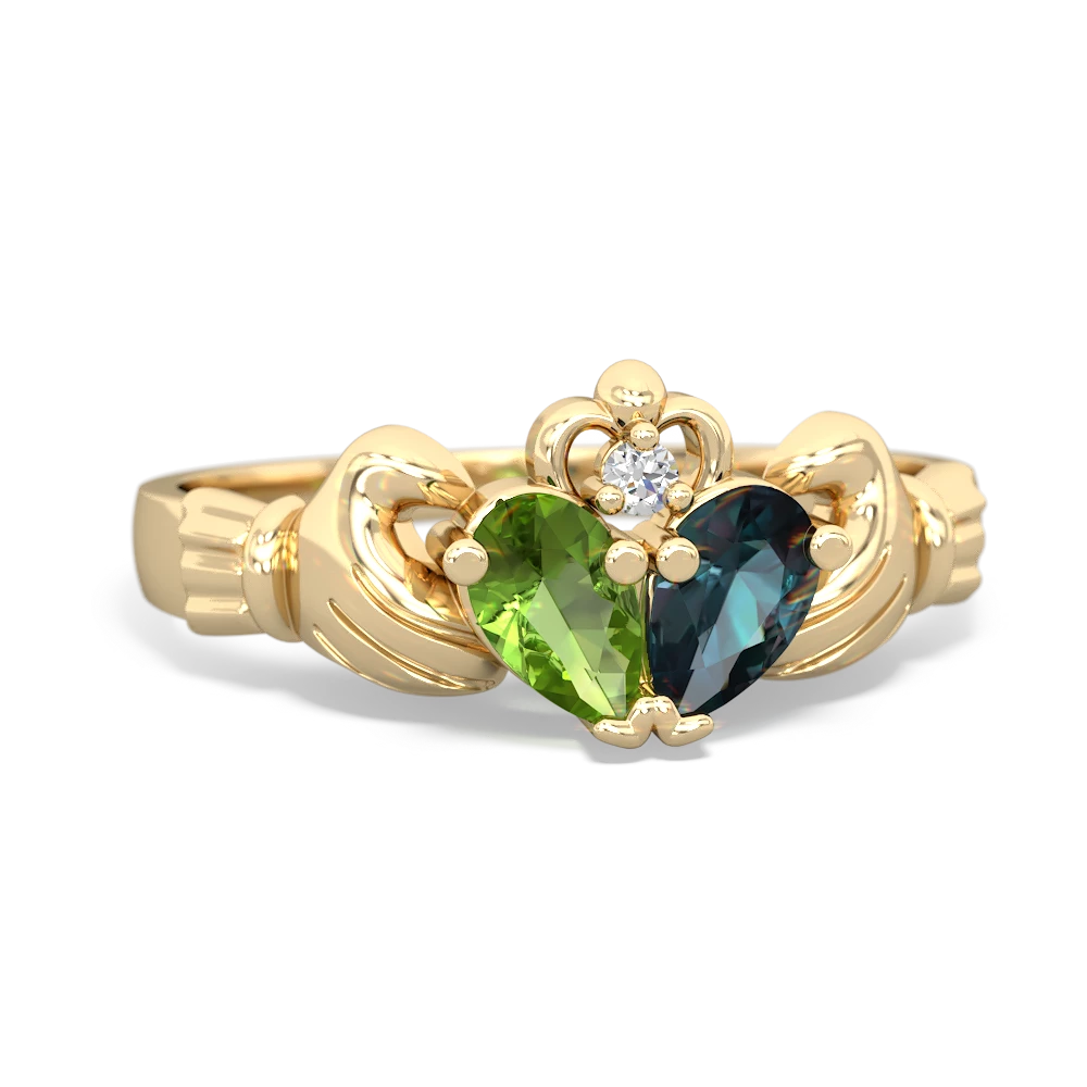 Peridot 'Our Heart' Claddagh 14K Yellow Gold ring R2388