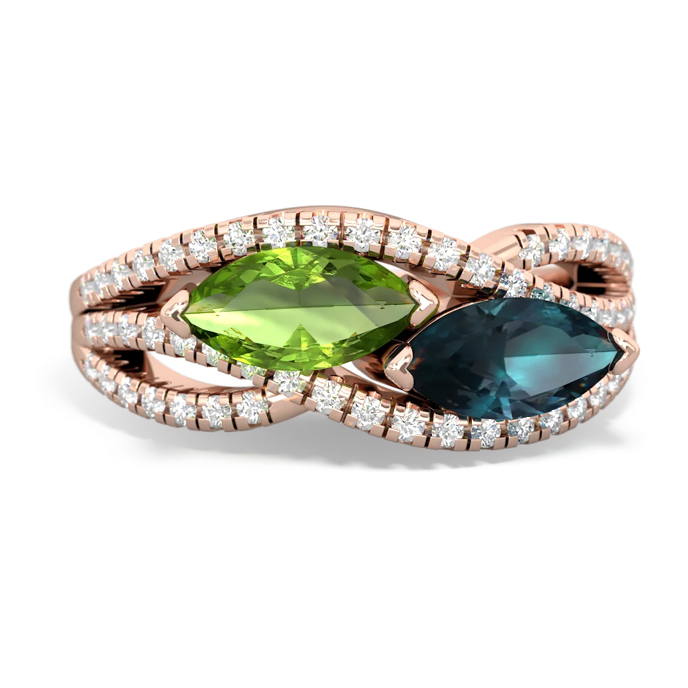 Peridot Diamond Rivers 14K Rose Gold ring R3070