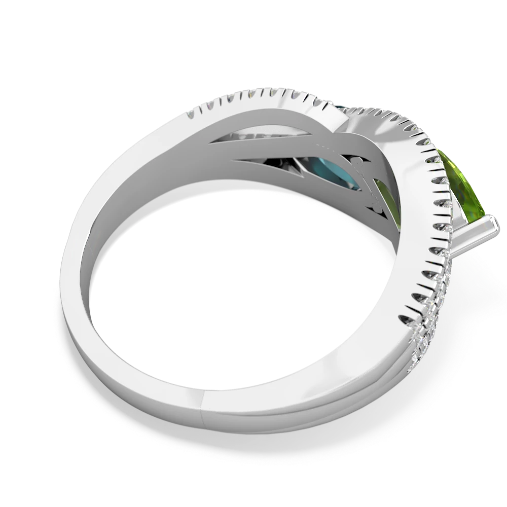 Peridot Diamond Rivers 14K White Gold ring R3070