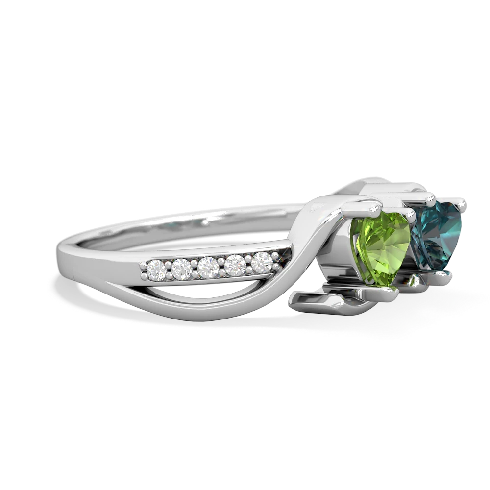 Peridot Side By Side 14K White Gold ring R3090