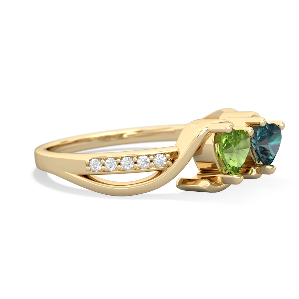 Peridot Side By Side 14K Yellow Gold ring R3090