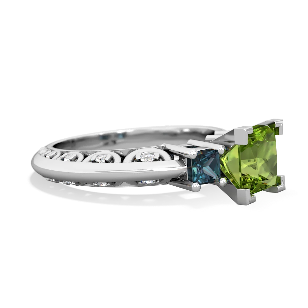 Peridot Eternal Embrace Engagement 14K White Gold ring C2001