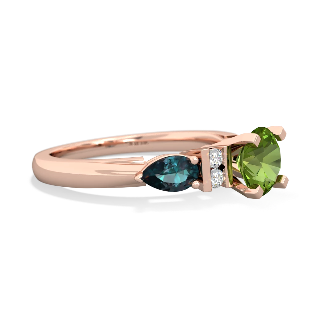 Peridot 6Mm Round Eternal Embrace Engagement 14K Rose Gold ring R2005