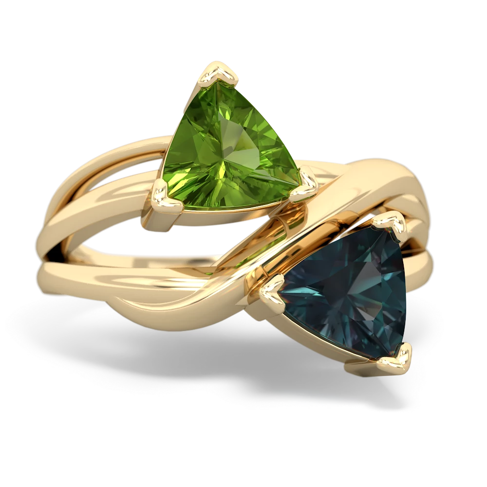 Peridot Split Band Swirl 14K Yellow Gold ring R2341