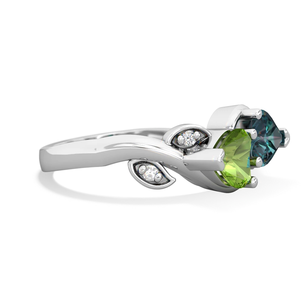 Peridot Floral Elegance 14K White Gold ring R5790