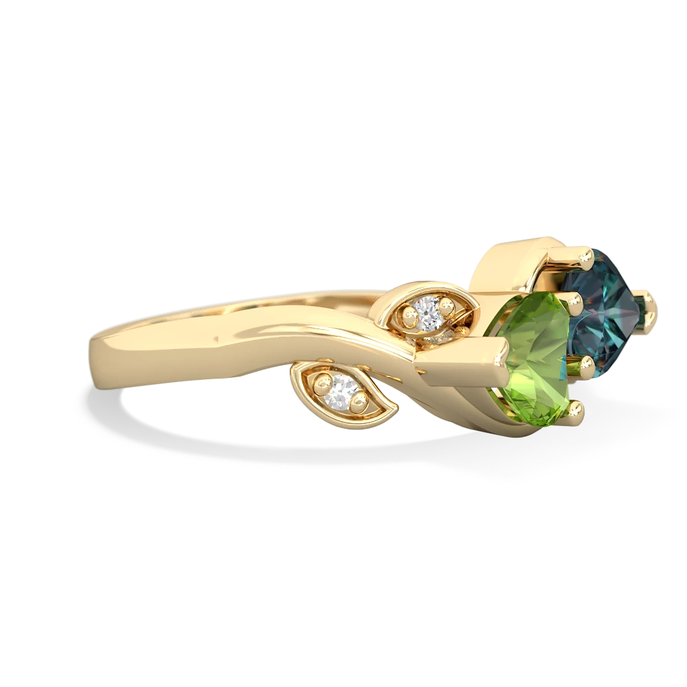 Peridot Floral Elegance 14K Yellow Gold ring R5790