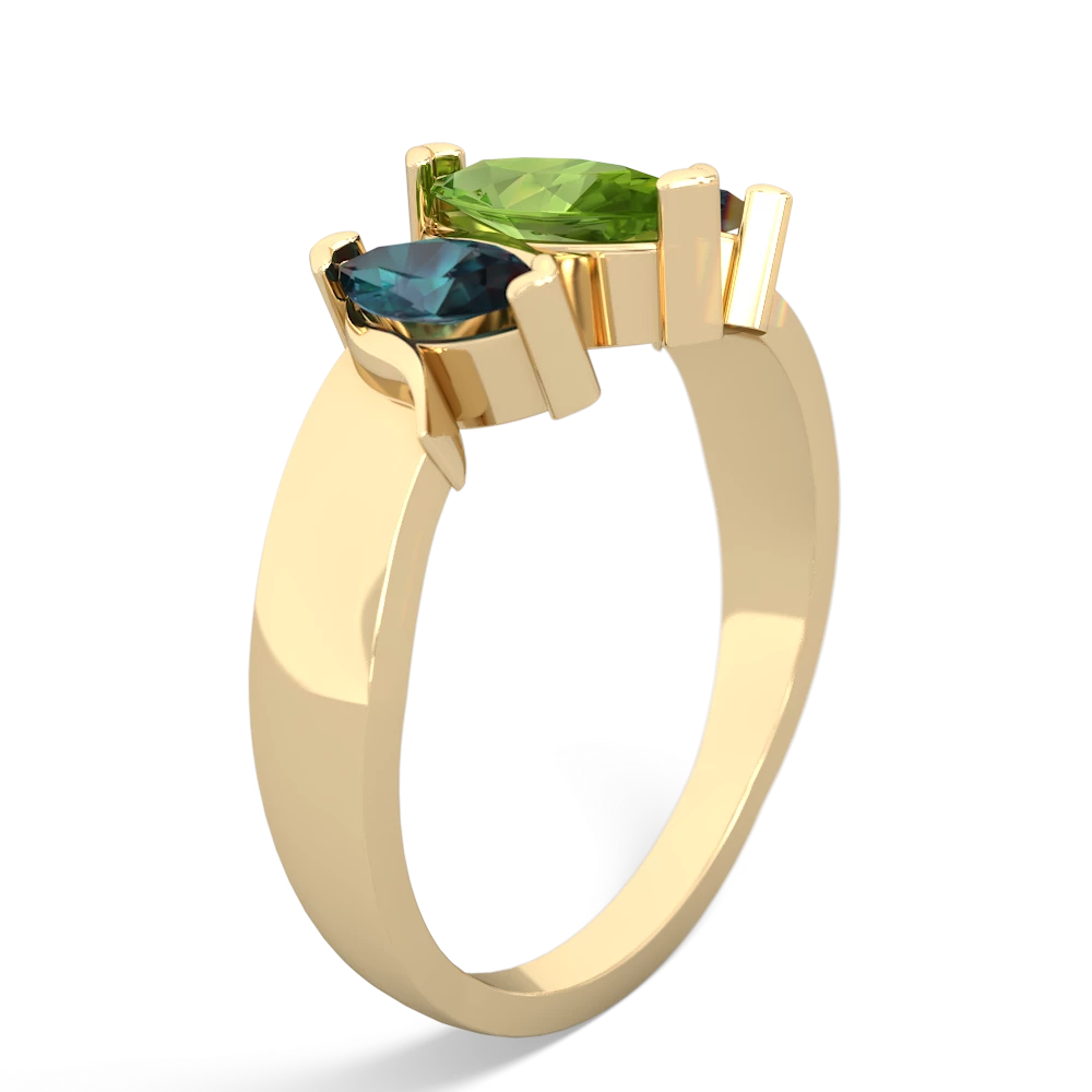 Peridot Three Peeks 14K Yellow Gold ring R2433