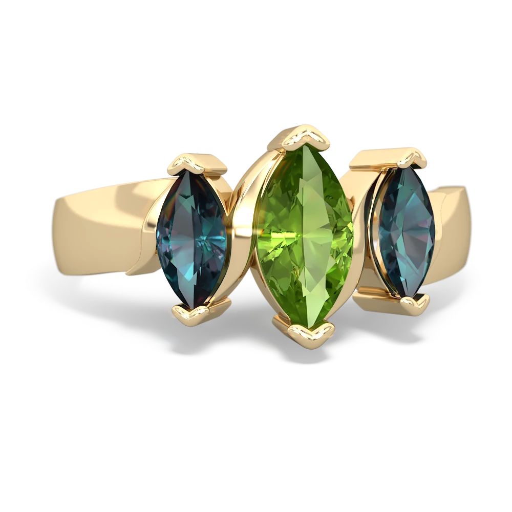 Peridot Three Peeks 14K Yellow Gold ring R2433