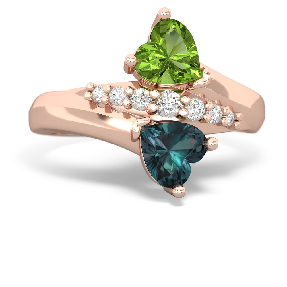 Peridot Heart To Heart 14K Rose Gold ring R2064