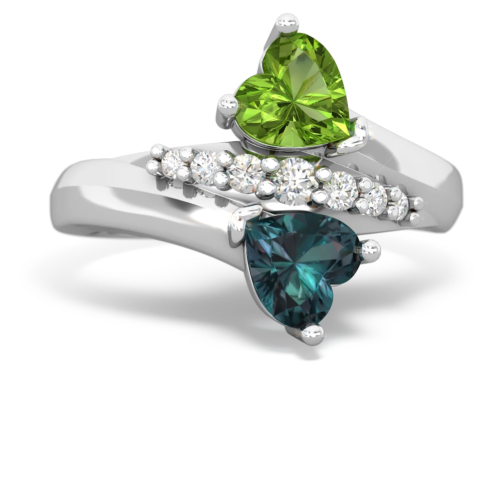 Peridot Heart To Heart 14K White Gold ring R2064