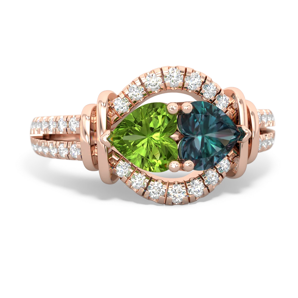 Peridot Art-Deco Keepsake 14K Rose Gold ring R5630