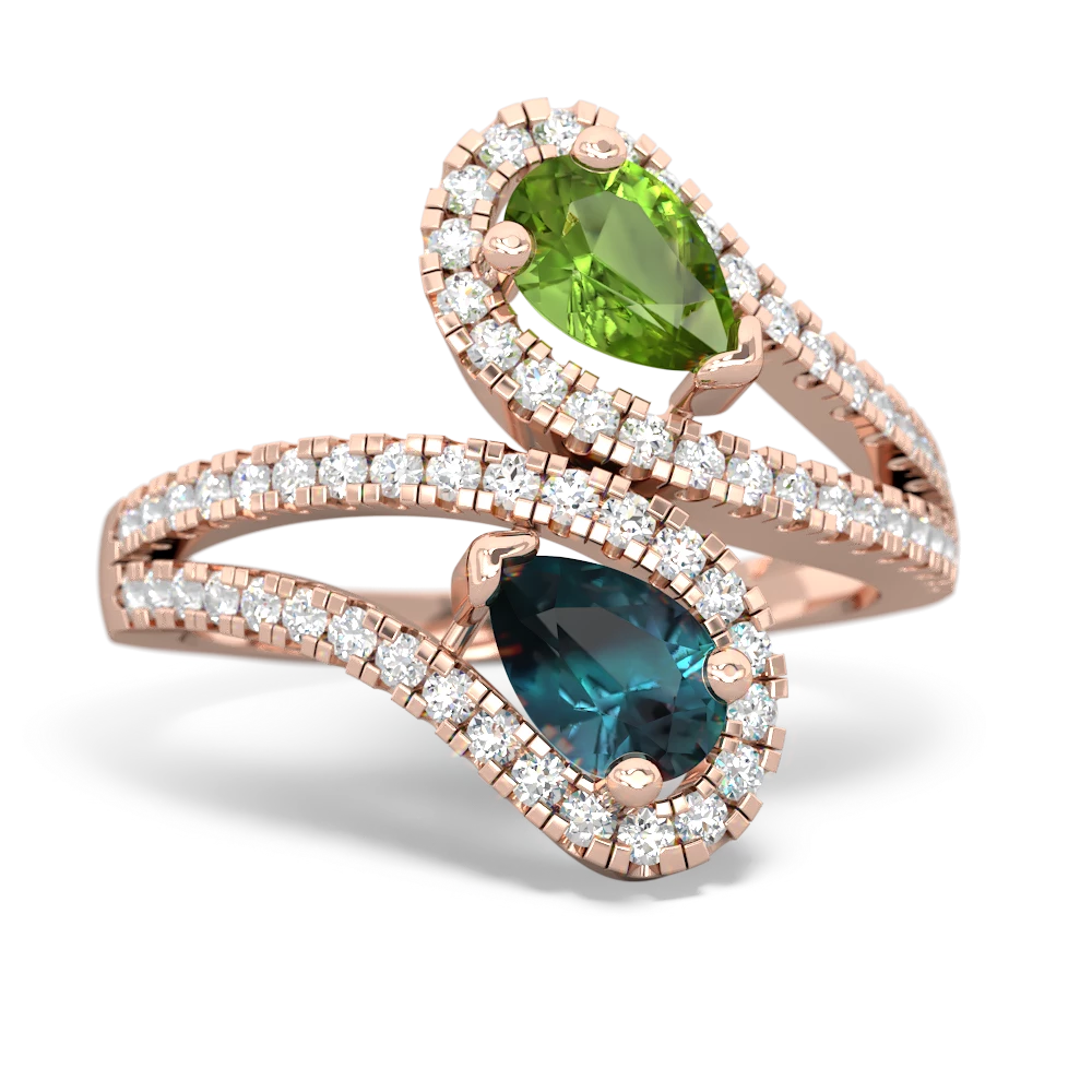 Peridot Diamond Dazzler 14K Rose Gold ring R3000