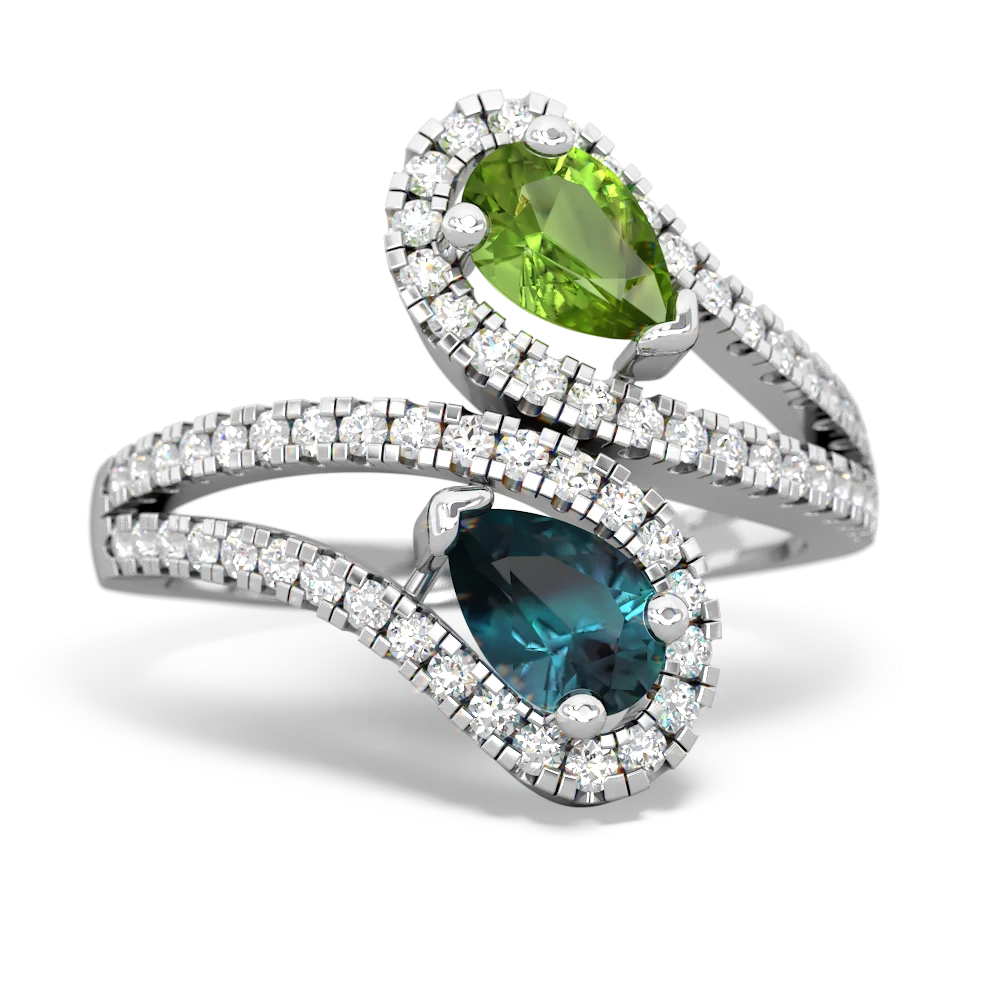 Peridot Diamond Dazzler 14K White Gold ring R3000