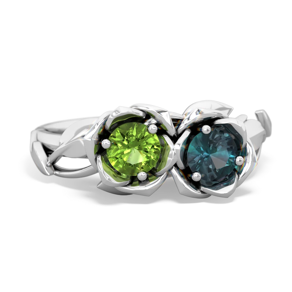 Peridot Rose Garden 14K White Gold ring R5510