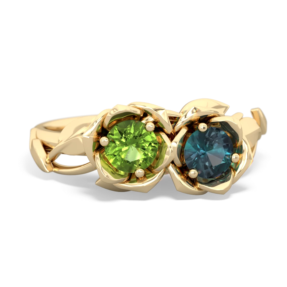 Peridot Rose Garden 14K Yellow Gold ring R5510