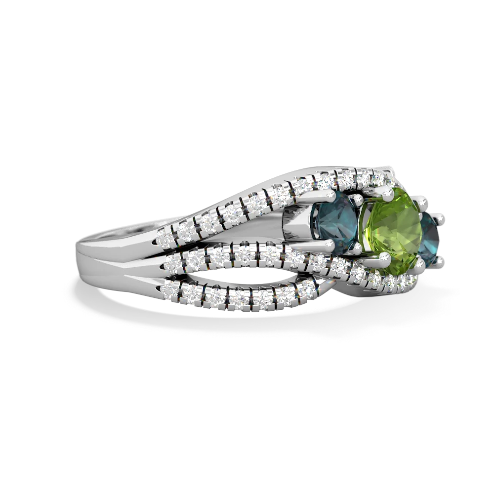 Peridot Three Stone Aurora 14K White Gold ring R3080