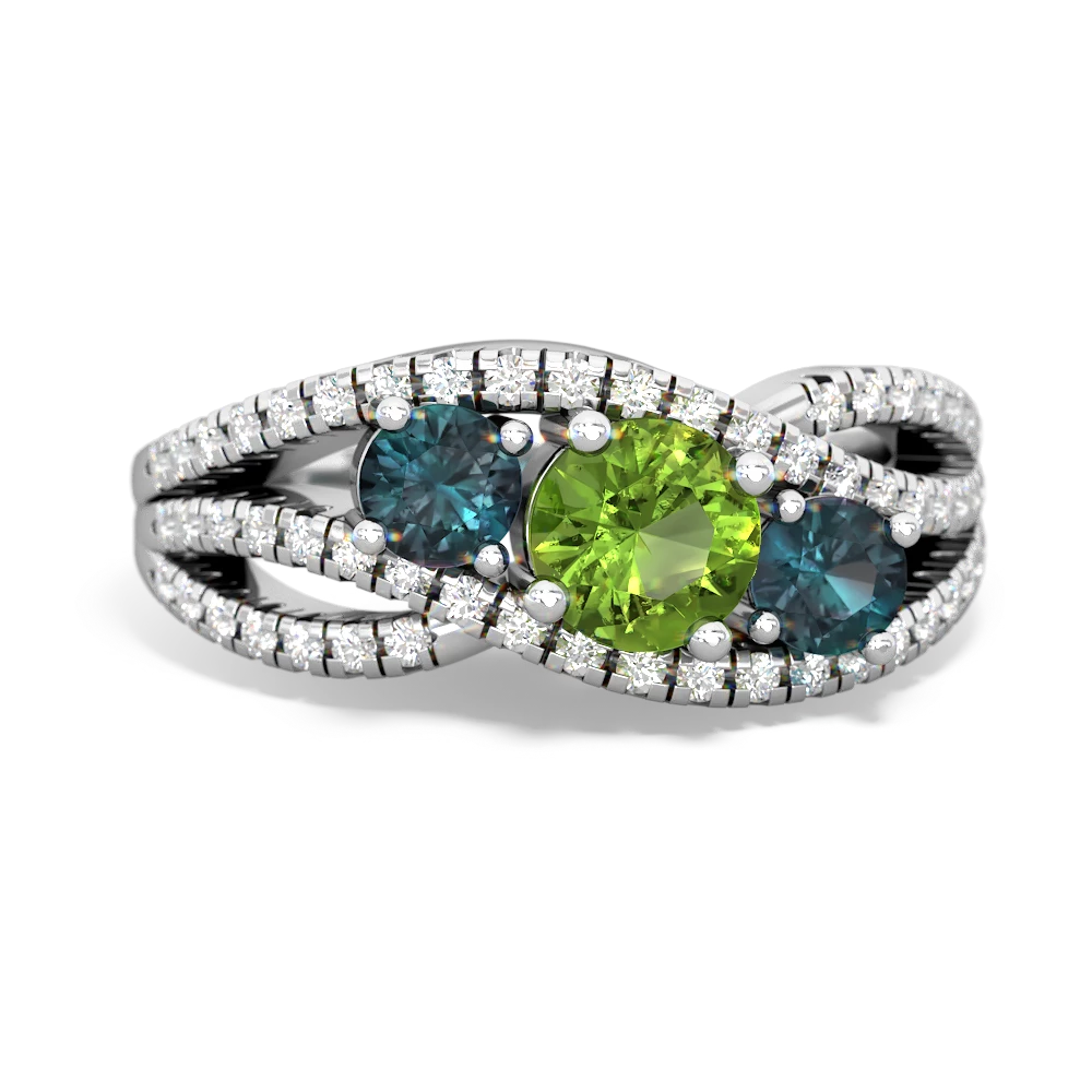 Peridot Three Stone Aurora 14K White Gold ring R3080