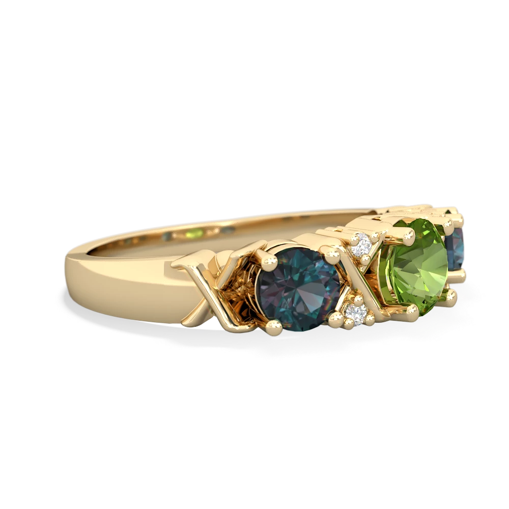 Peridot Hugs And Kisses 14K Yellow Gold ring R5016